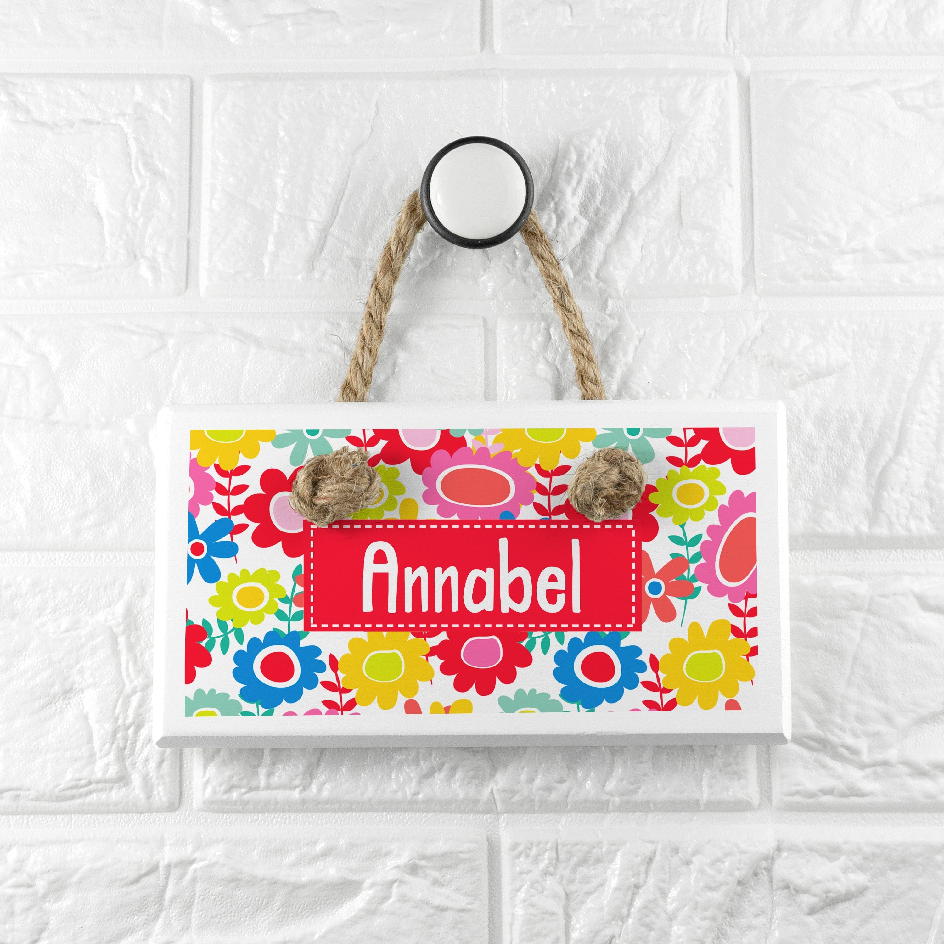 Personalised Kid€™s Floral White Door Sign