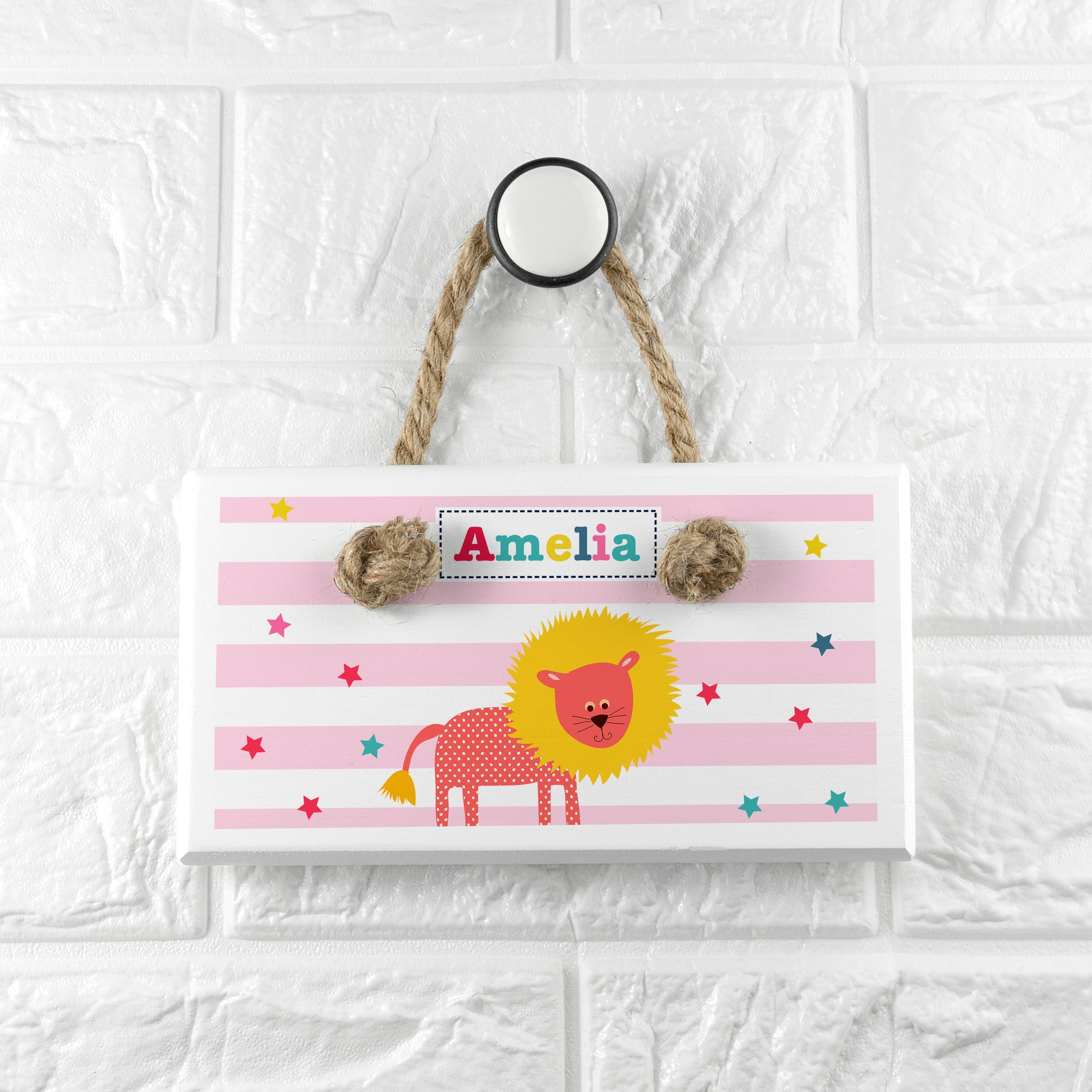 Personalised Kid€™s Circus Lion White Door Sign