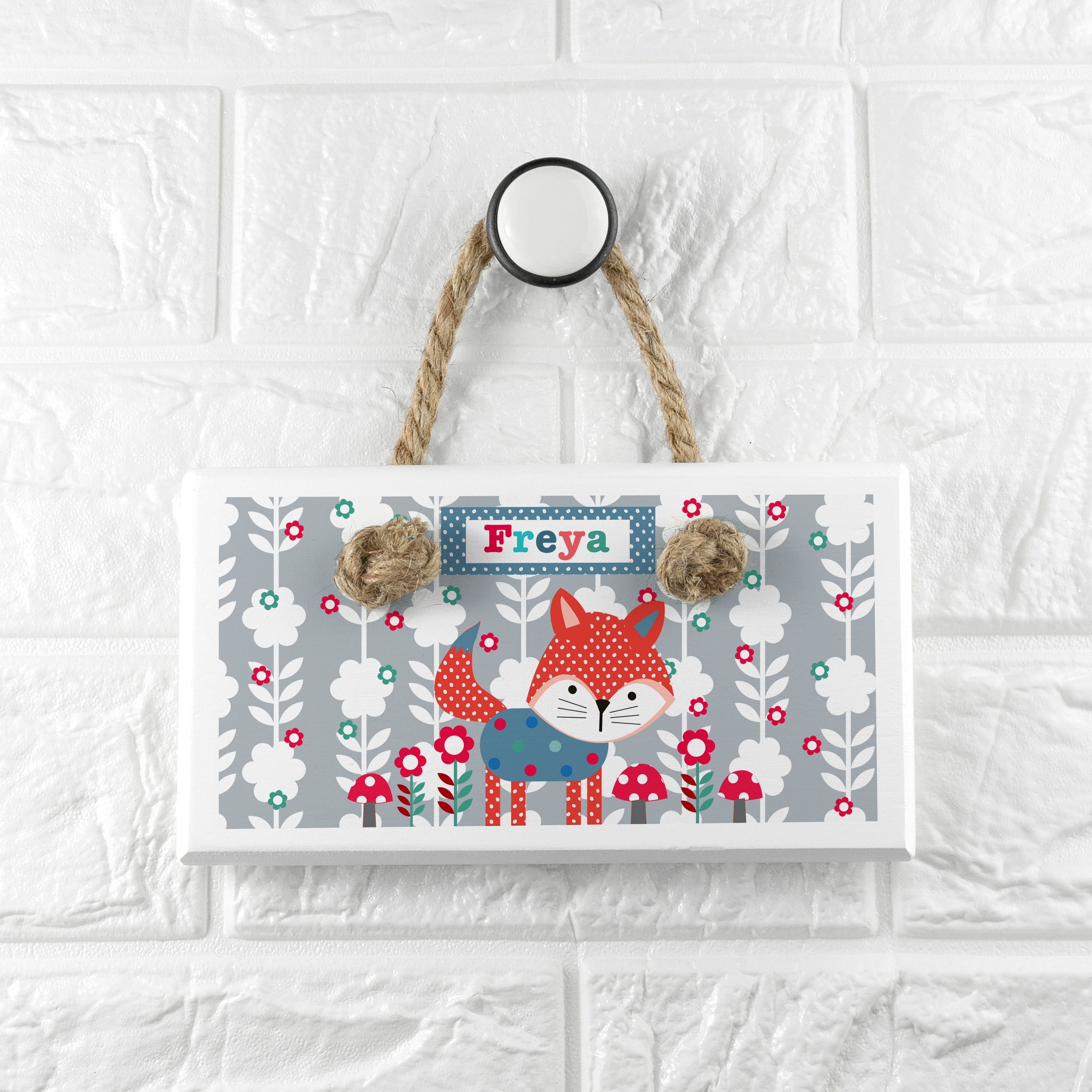 Personalised Kid€™s Little Fox Wooden Door Sign