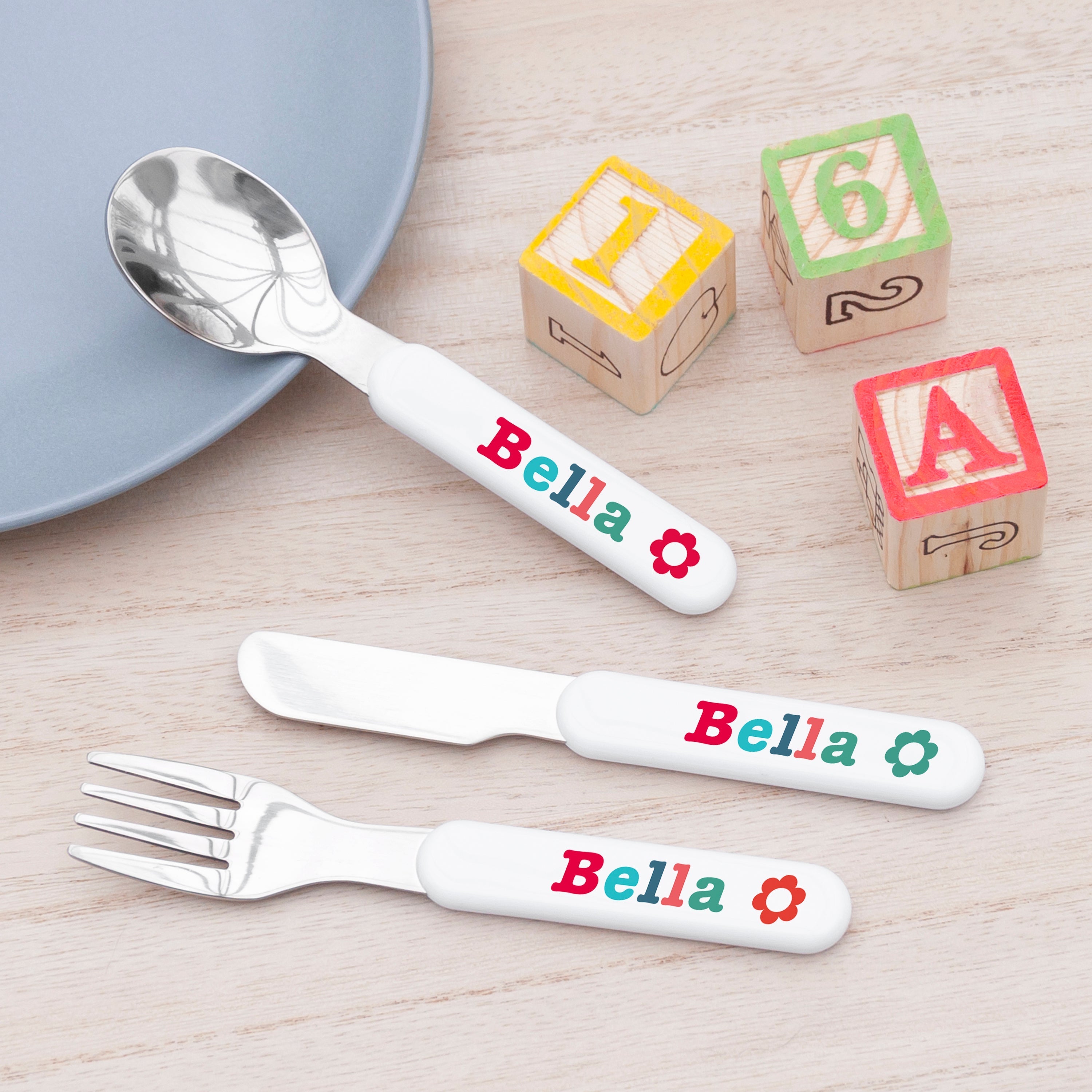 Personalised Kid's Little Fox Metal Cutlery Set