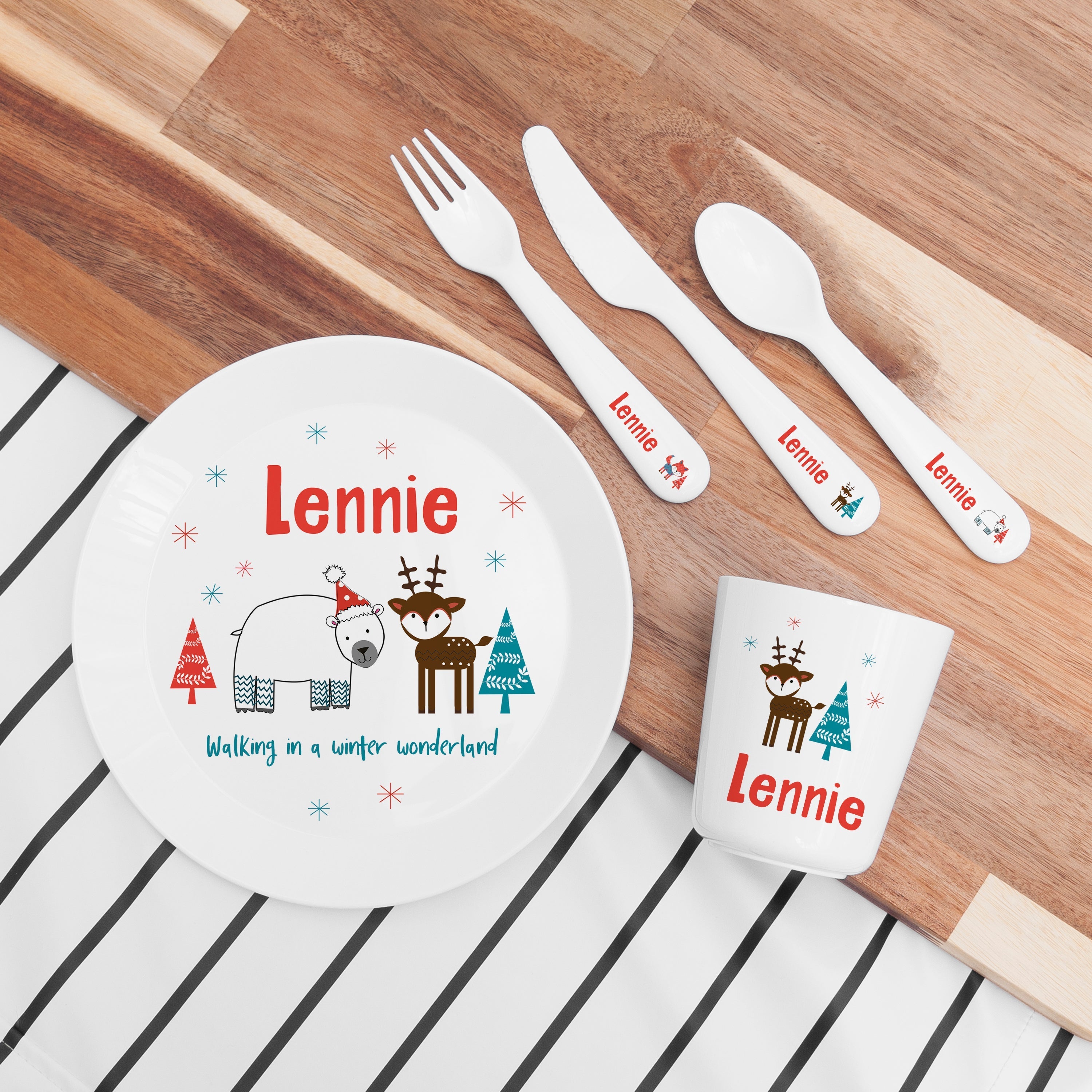 Personalised Kid's Winter Wonderland Dinner Set