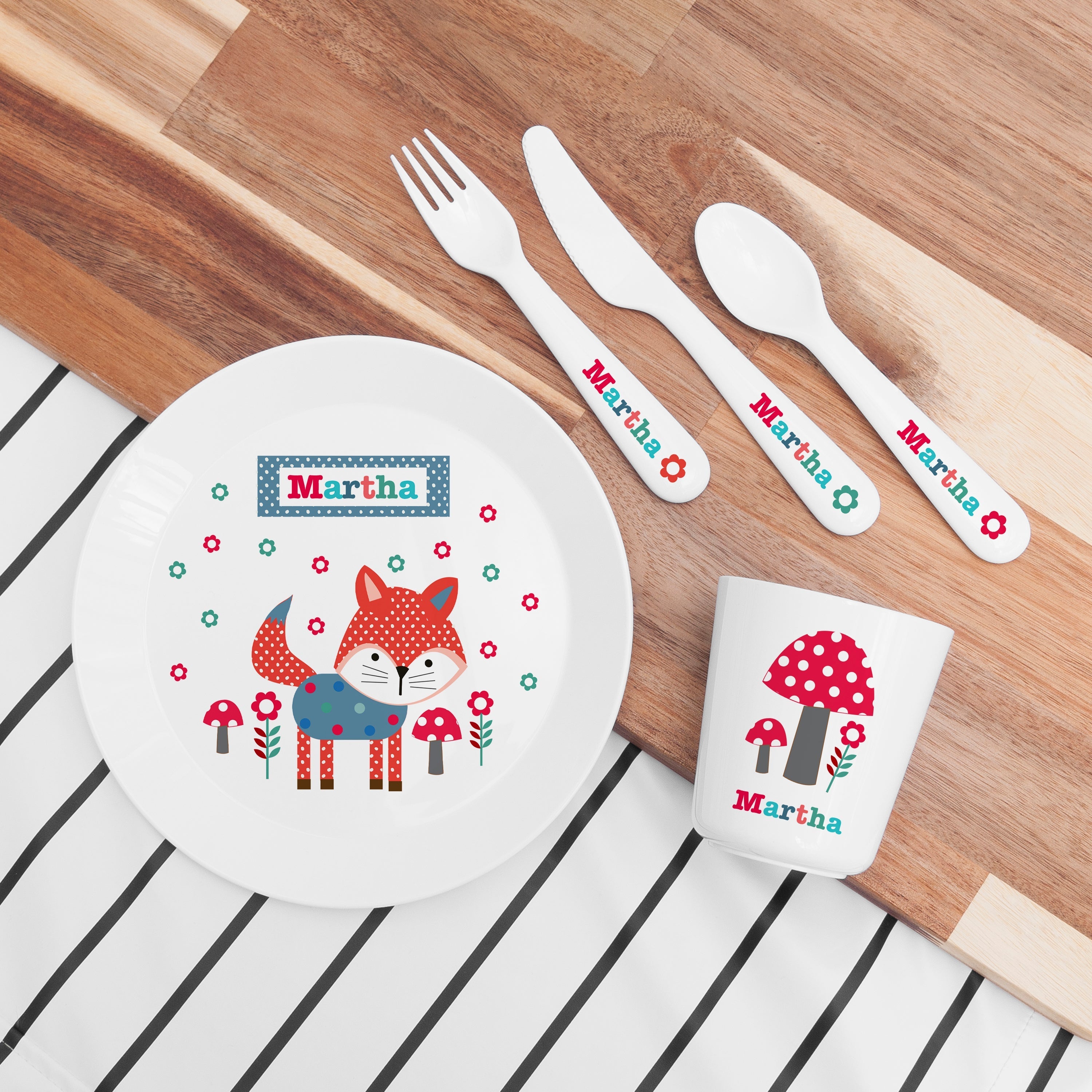 Personalised Kid's Little Fox Dinner Set