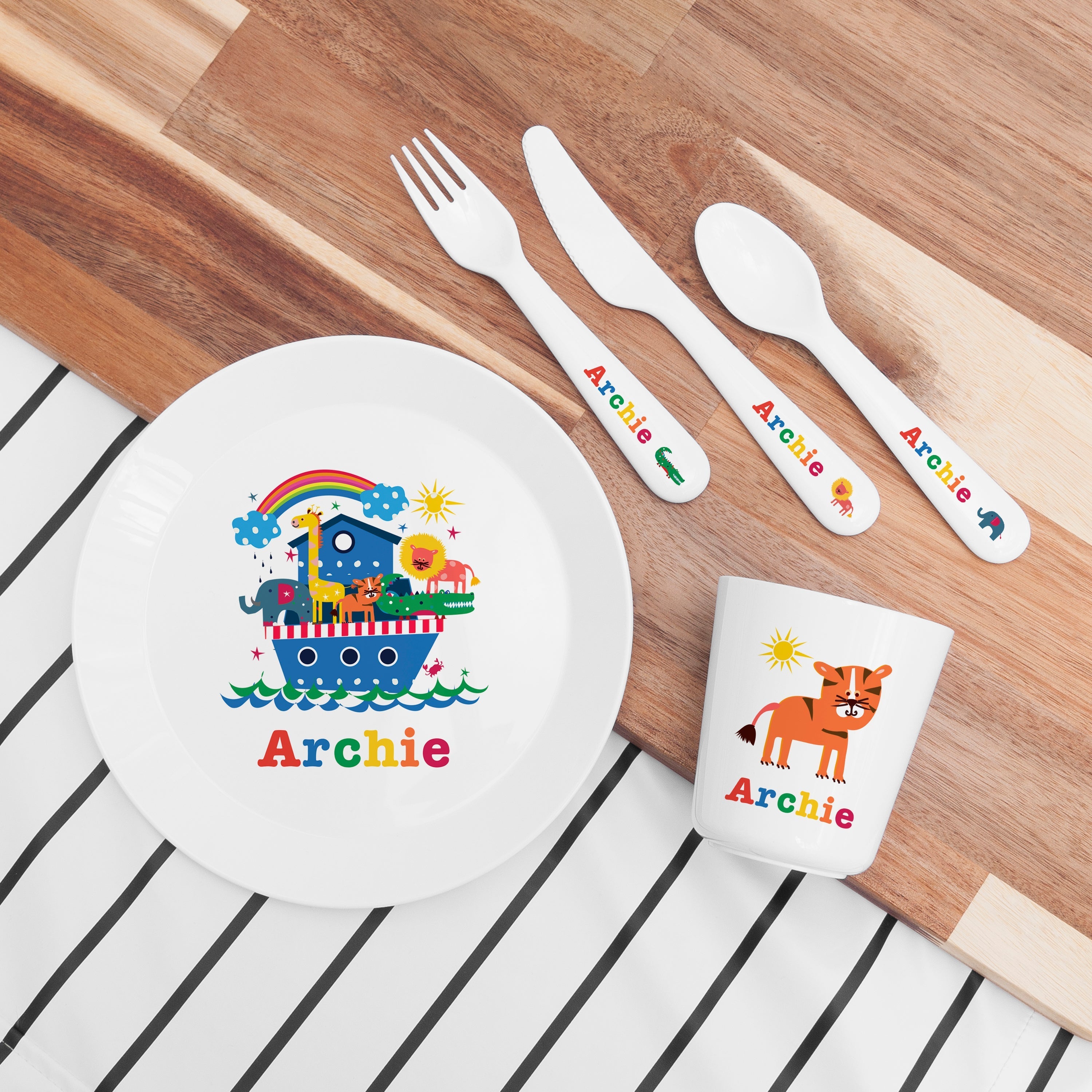 Personalised Kid's Noah's Ark Dinner Set