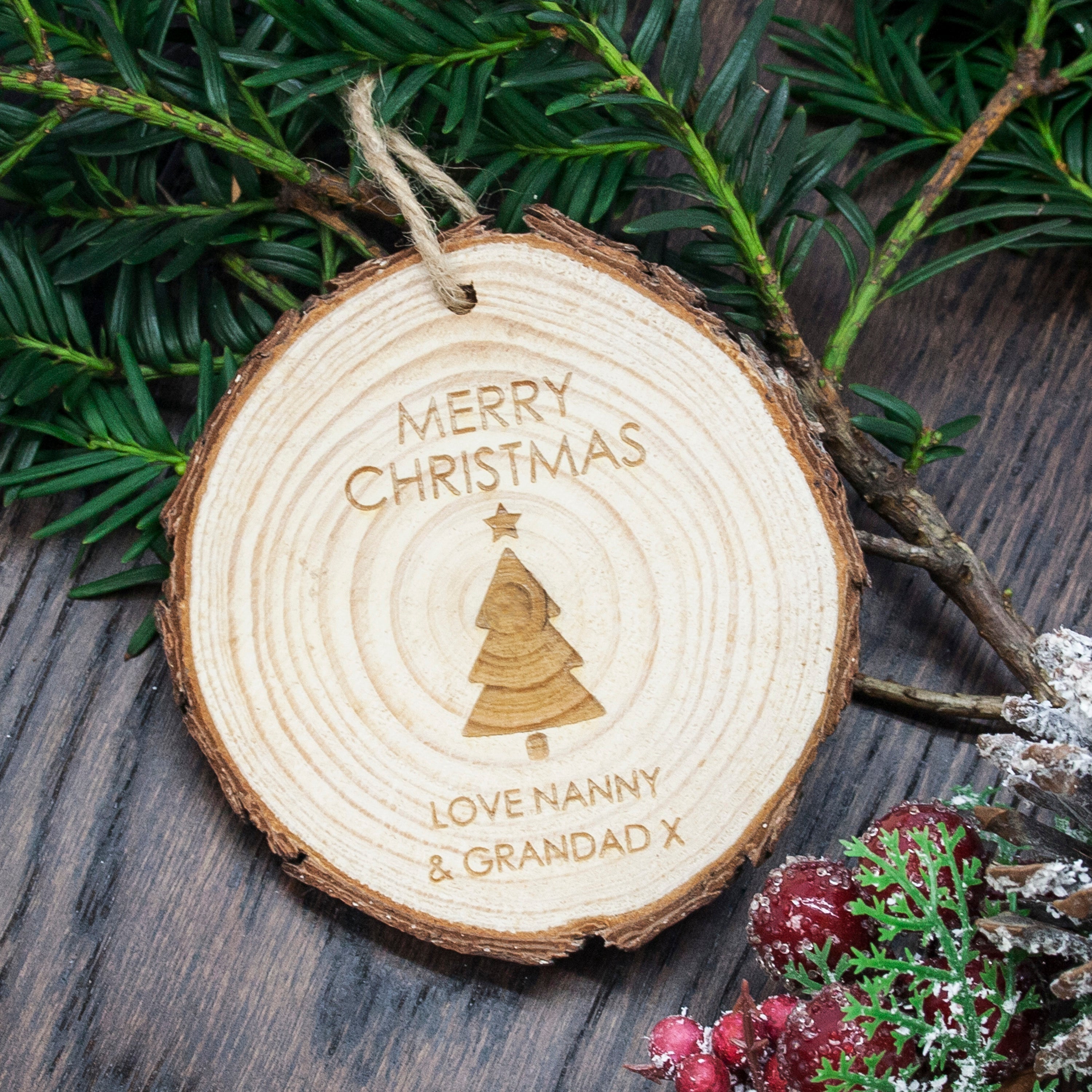 Personalised Merry Christmas Hanging Decoration