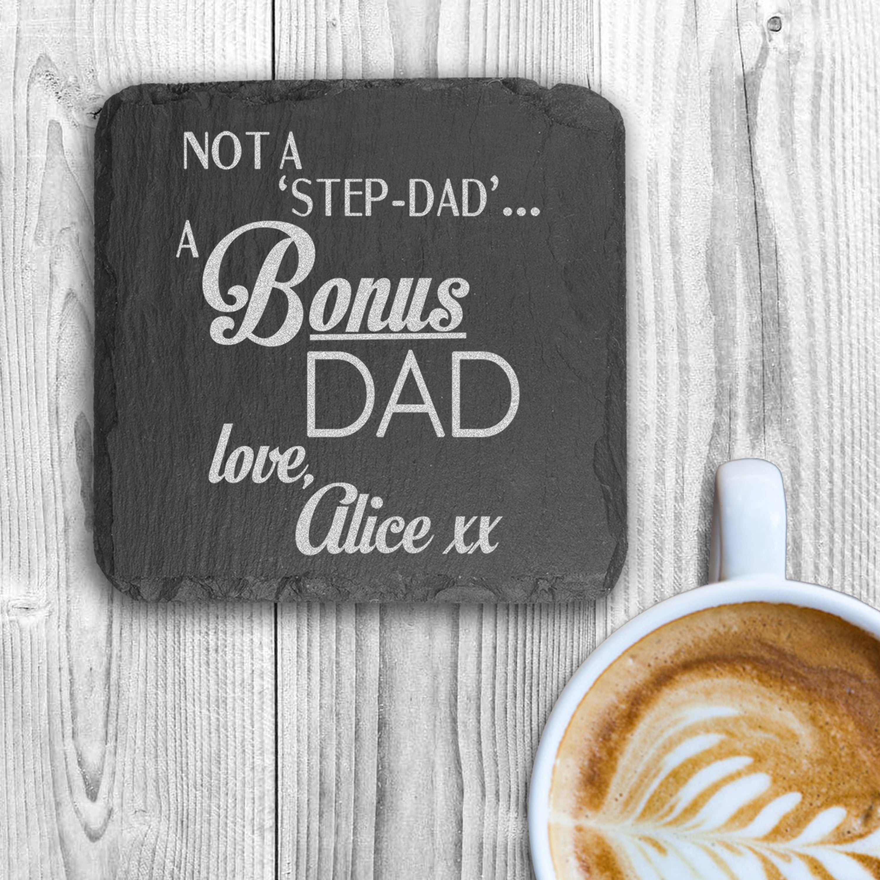 Personalised Bonus Dad Slate Keepsake Coaster