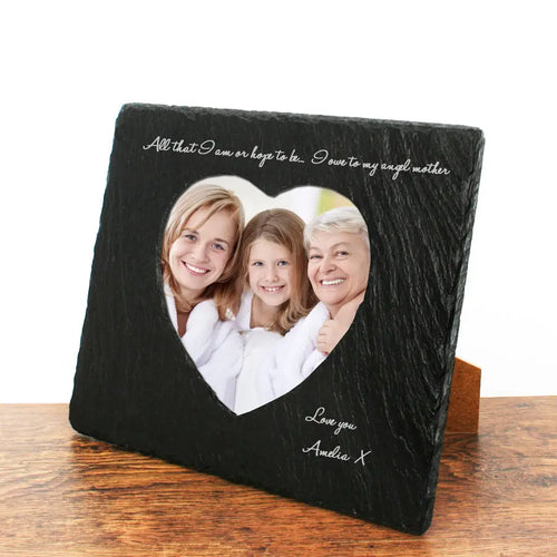 Personalised Angel Mother Heart Slate Photo Frame Spesh Gifts
