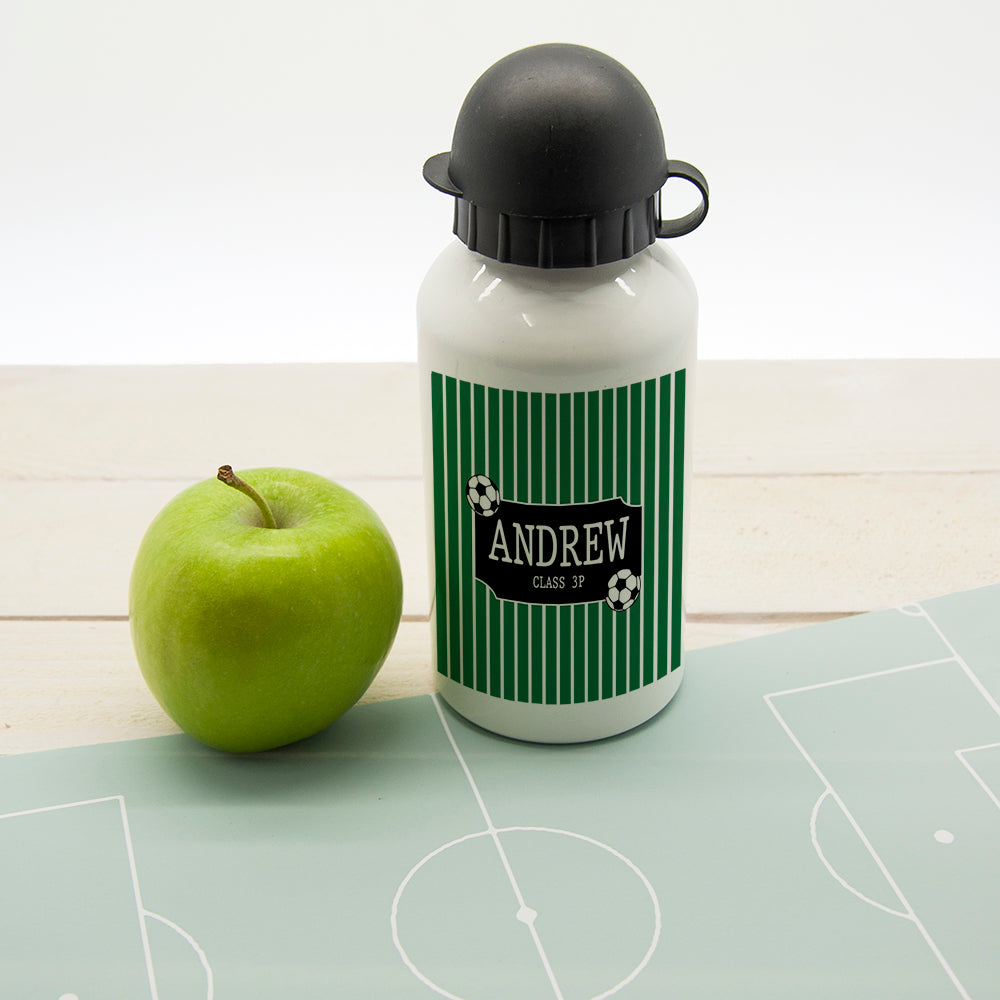 Personalised Boy's Football Striped Water Bottle