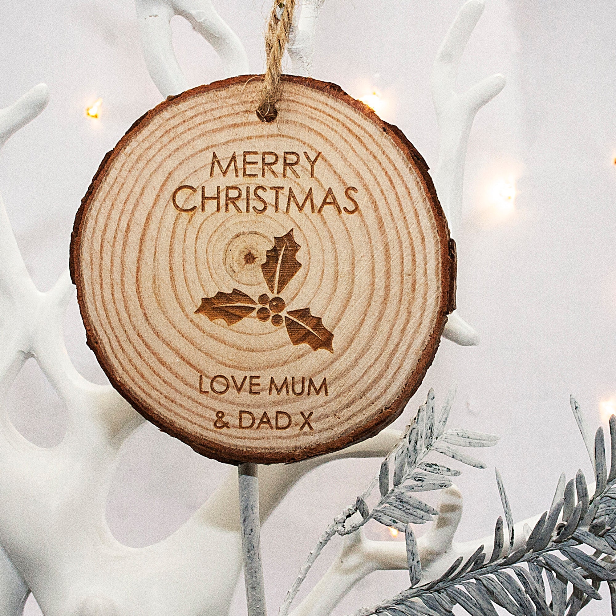 Personalised Christmas Holly Hanging Decoration