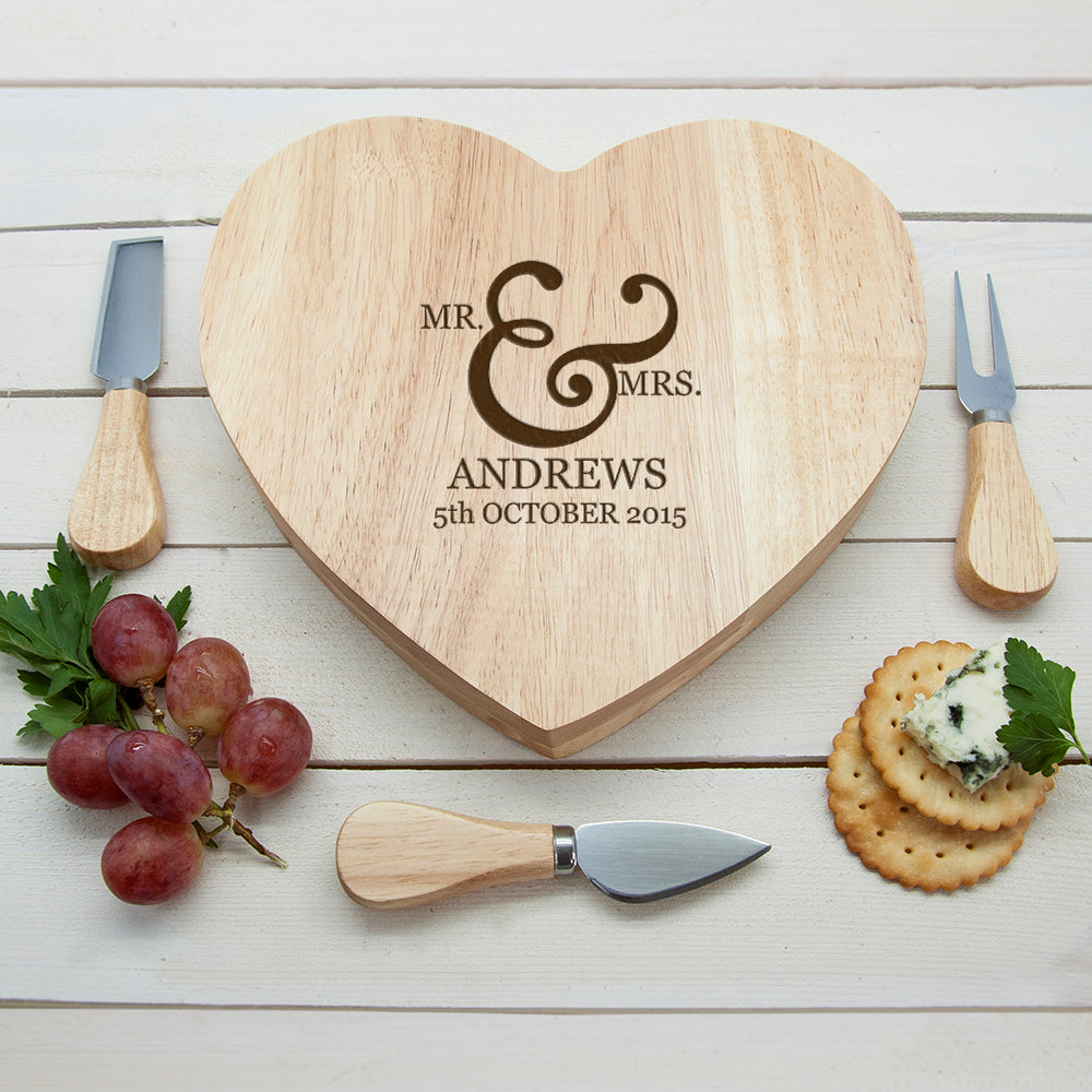 Personalised Classic Couples' Romantic Heart Cheese Board