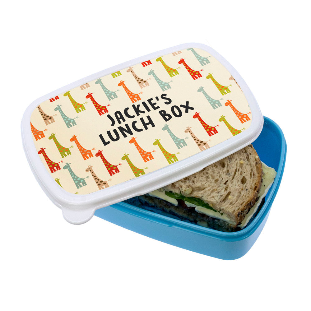 Personalised Kid's Colourful Giraffe Lunch Box