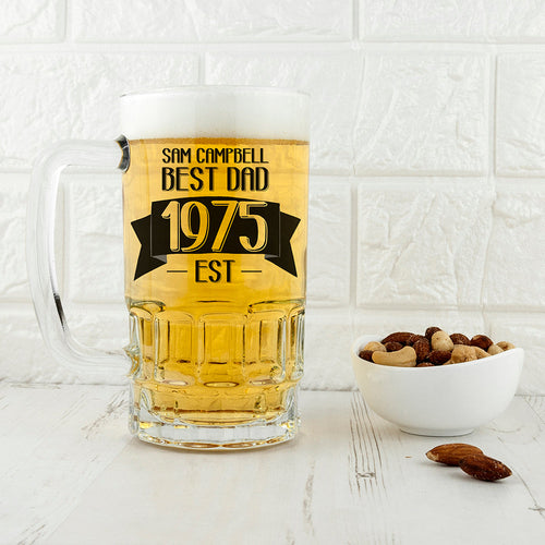 Dad's Personalised Established Beer Glass Tankard Spesh Gifts