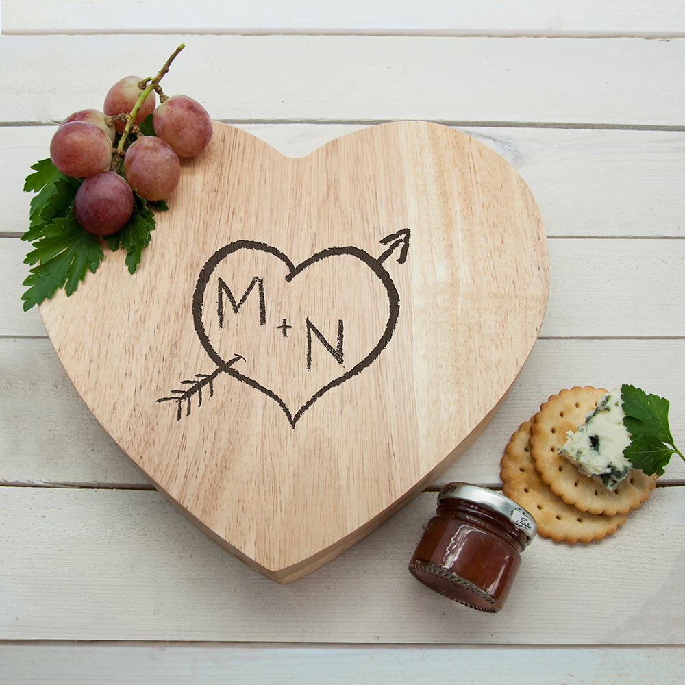 Personalised Carved Heart Cheese Board