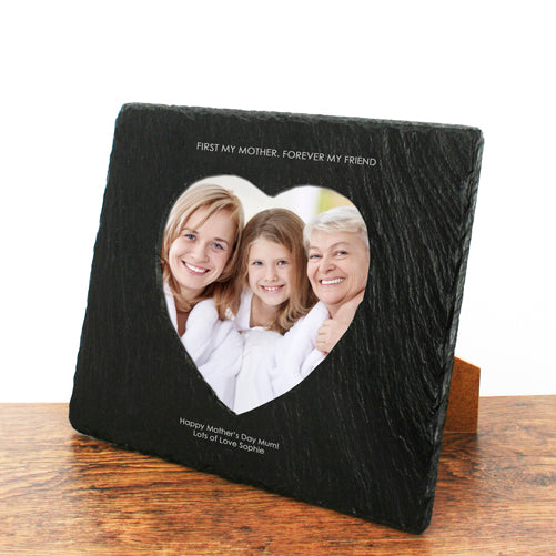 Personalised Mother Forever My Friend Heart Slate Photo Frame