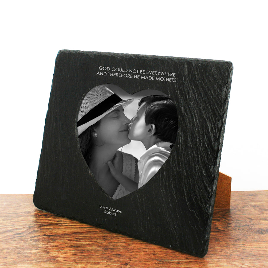 Personalised God Made Mothers Heart Slate Photo frame