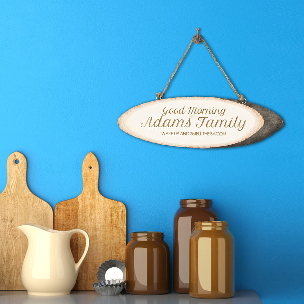 Personalised Family's Rustic Wooden Hanging Sign
