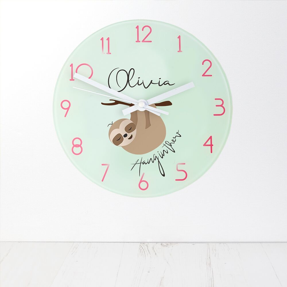 Personalised Sloth Hang In There Wall Clock