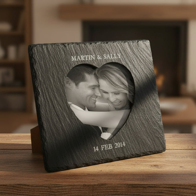 Personalised Heart Slate Picture Frame