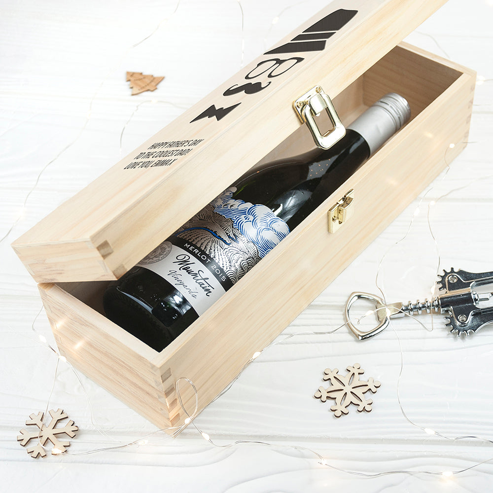 Personalised Hipster Wooden Wine Box
