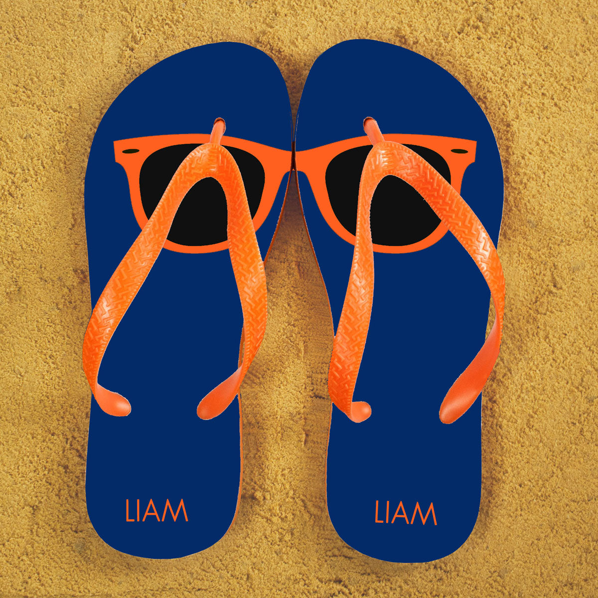 Personalised Orange Sunglasses Flip Flops