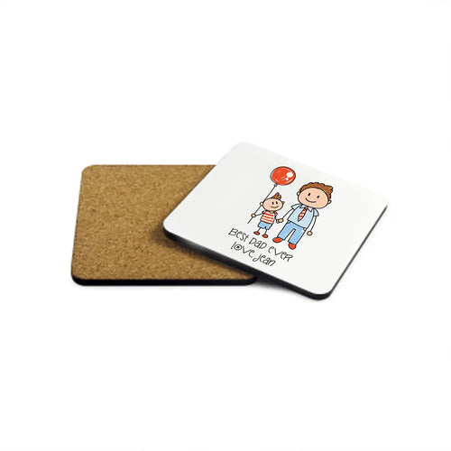 I Love My Dad Personalised Kid's Artwork Wooden Coaster Spesh Gifts