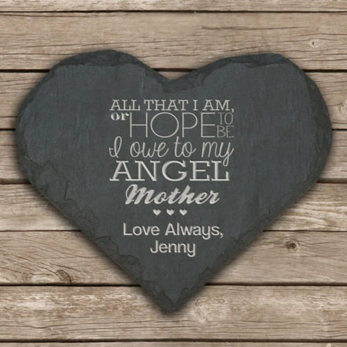 Personalised Angel Mother Slate Heart Keepsake Spesh Gifts
