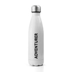 White insulated bottle with 'ADVENTURER' text on a white background