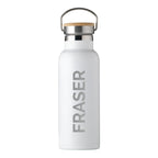White water bottle with 'FRASER' branding on a white background
