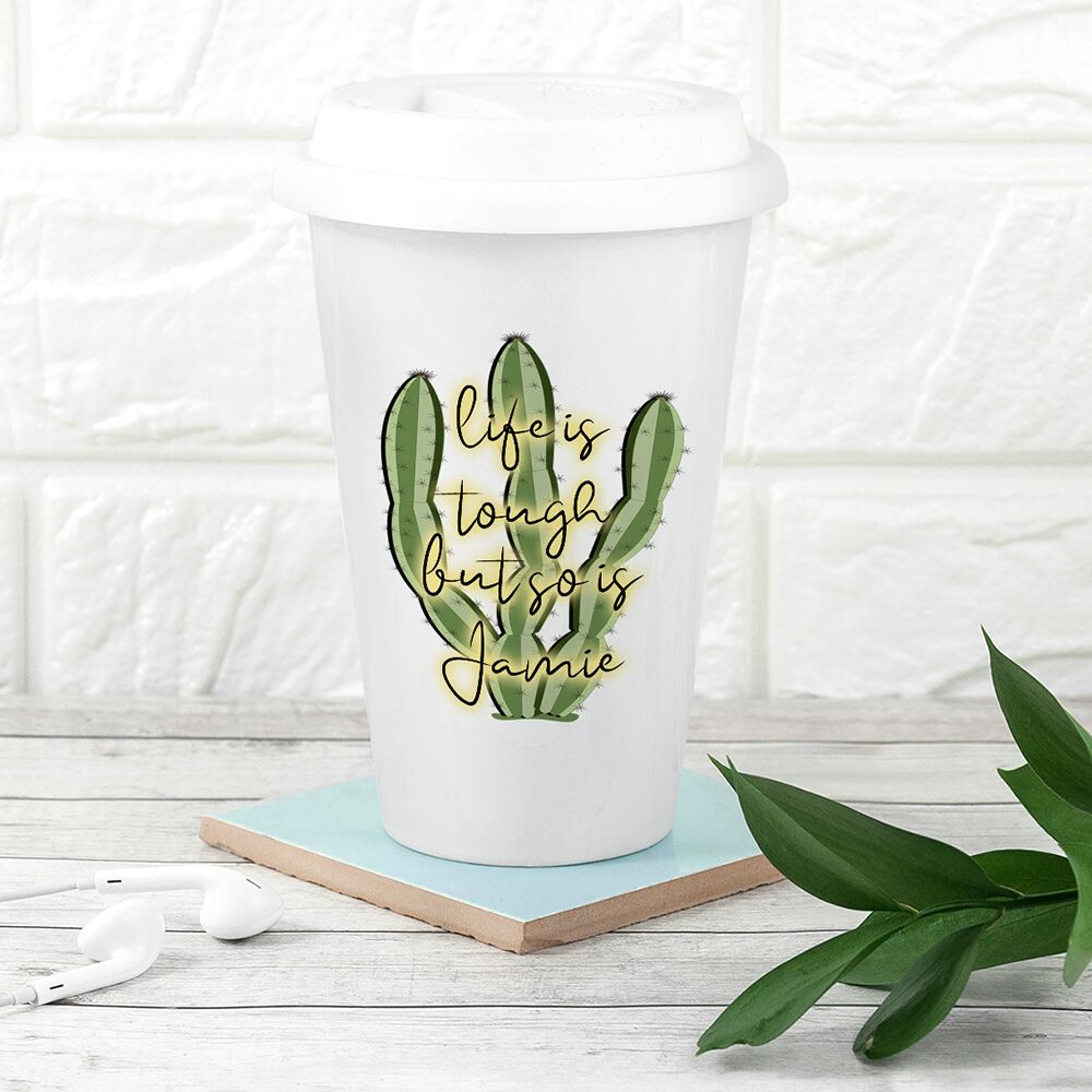 Personalised Tough Cactus Eco Travel Mug