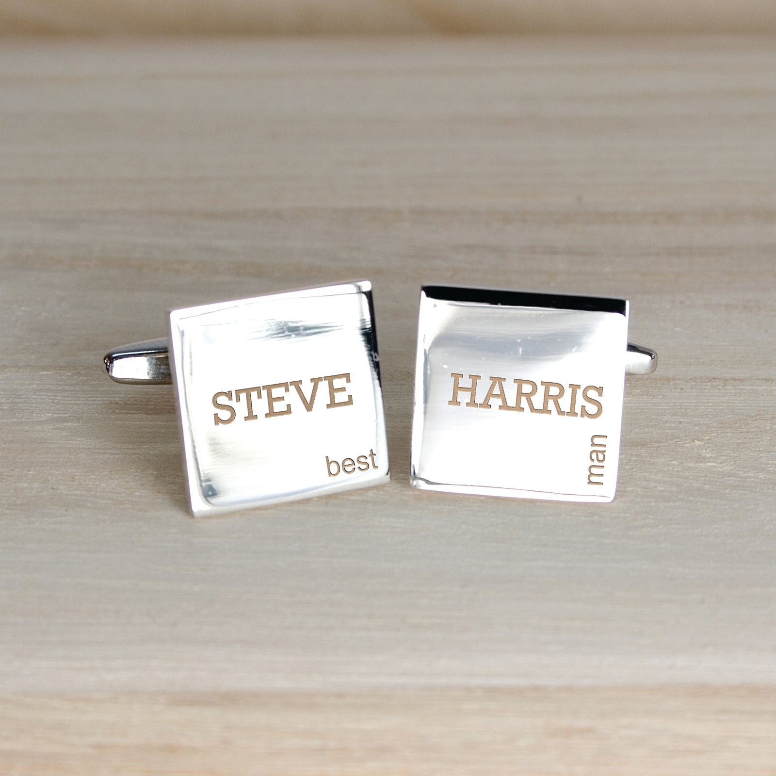 Personalised Contemporary Silver Plated Square Cufflink Set