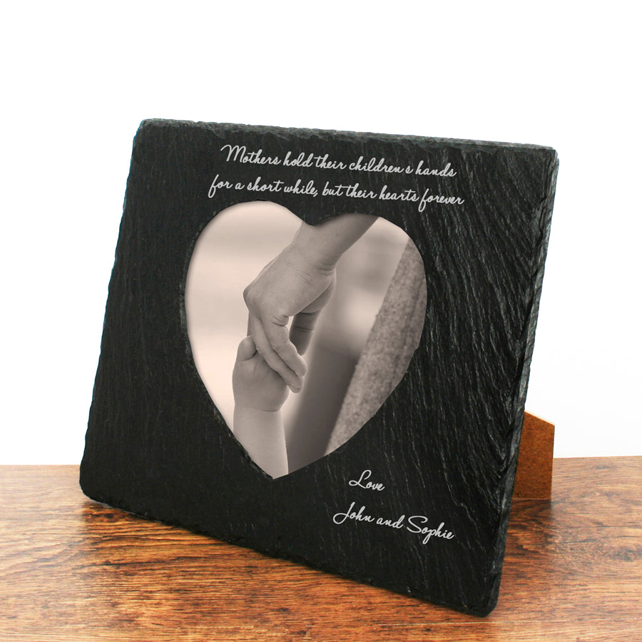 Personalised Mum's Heart Slate Photo Frame