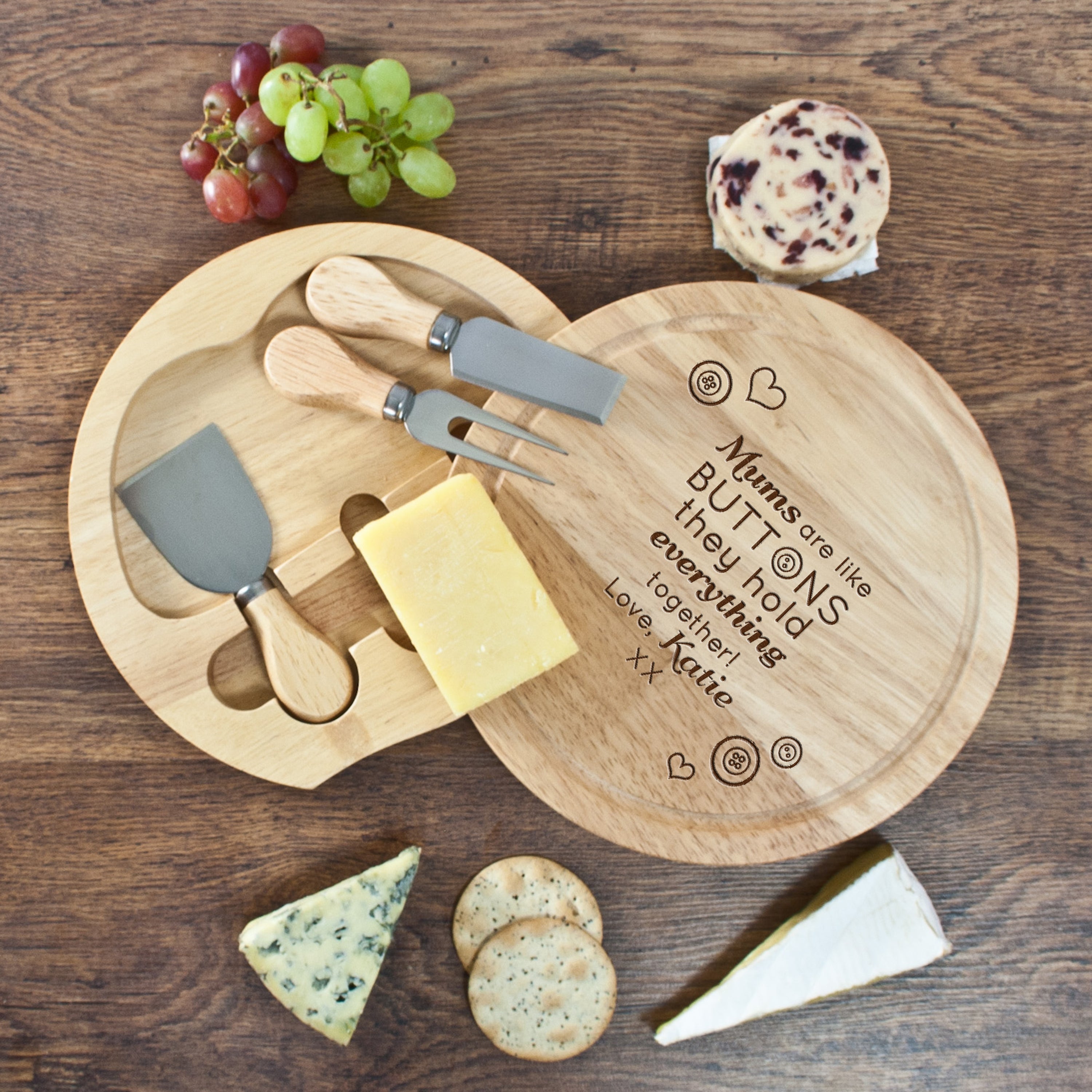 Personalised Mums Are Like Buttons Round Cheese Board
