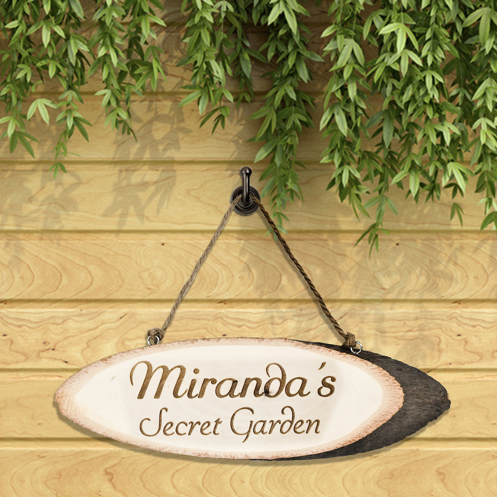 Personalised Secret Garden Wooden Hanging Sign