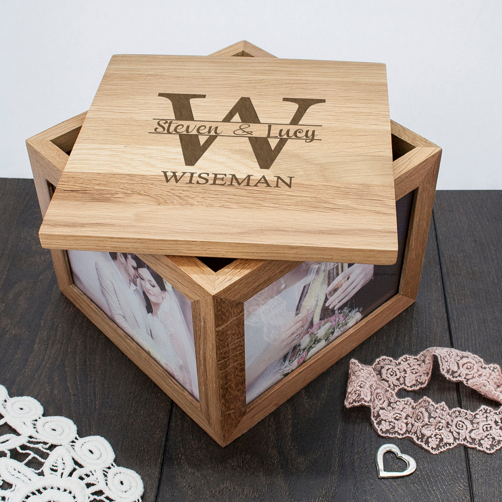 Personalised Couple's Monogram Oak Photo Keepsake