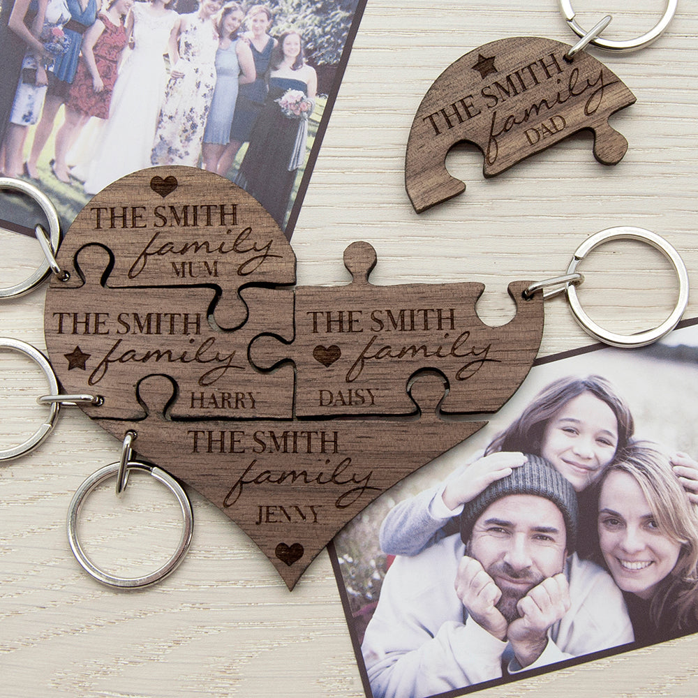 Personalised Our Family Heart Joining Keyrings