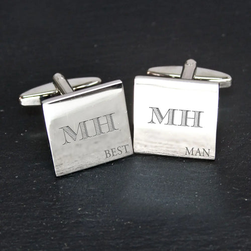 Monogrammed Classic Square Silver Cufflink Set Spesh Gifts