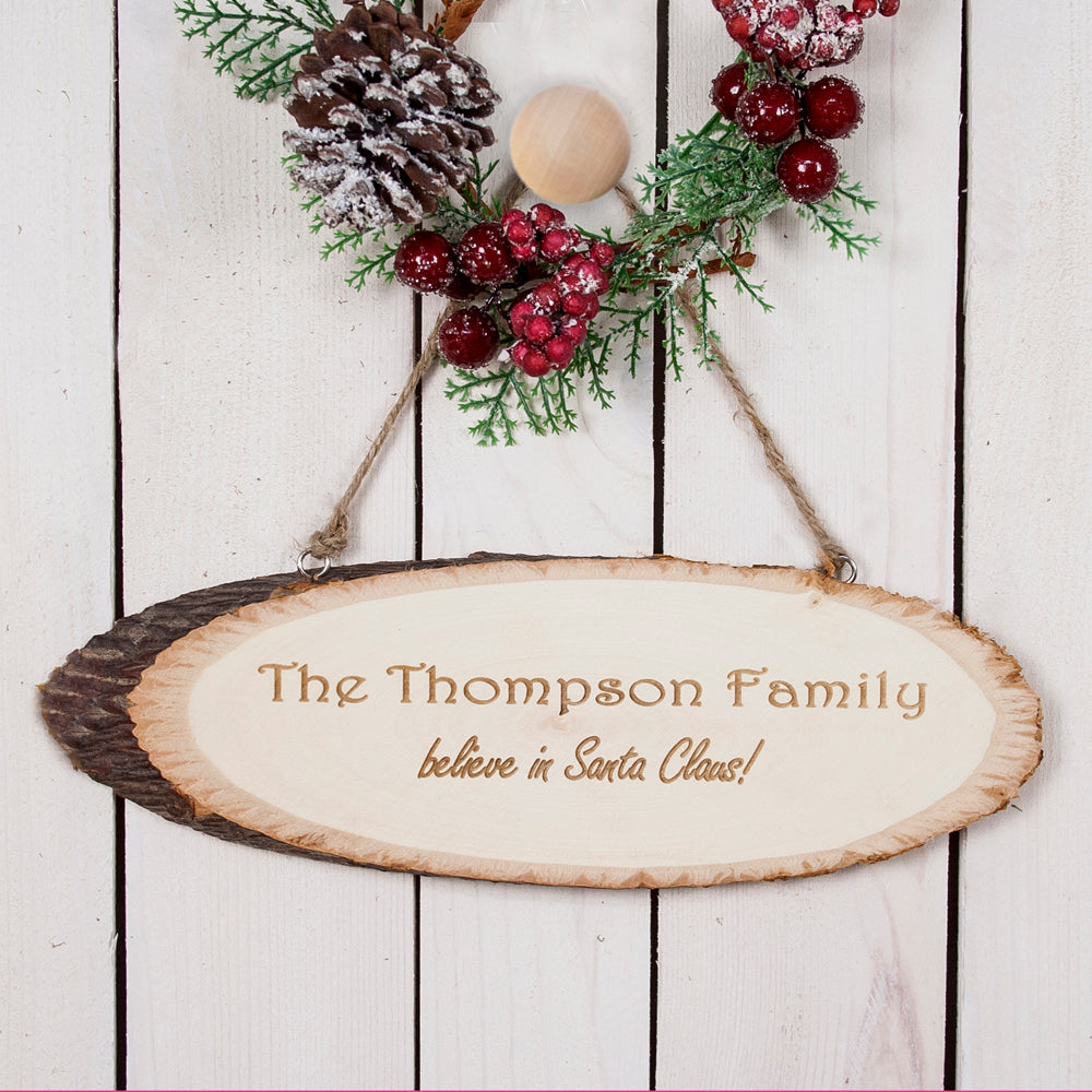 Personalised We Believe Christmas Wooden Sign