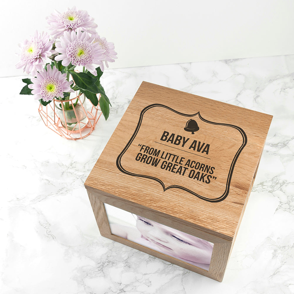 Personalised Little Acorns Photo Frame Keepsake Box