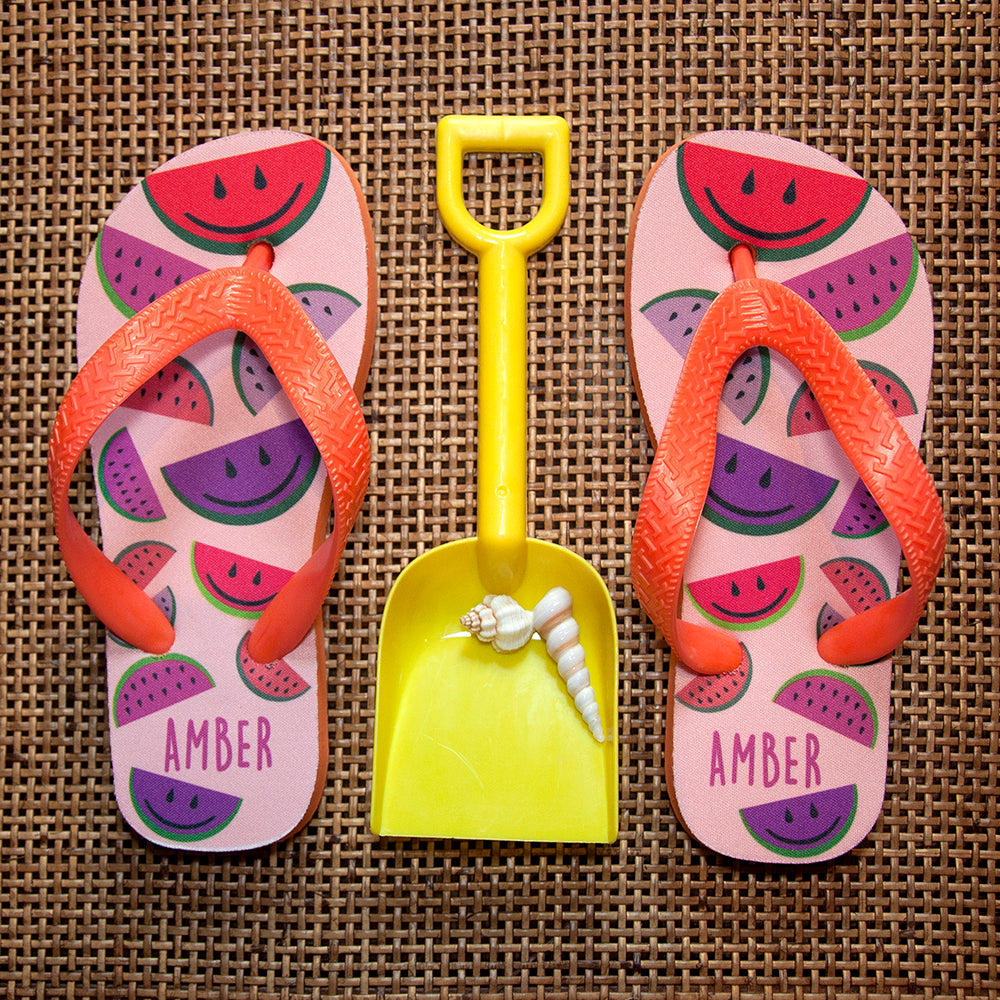 Personalised Wild Watermelon Child's Flip Flops
