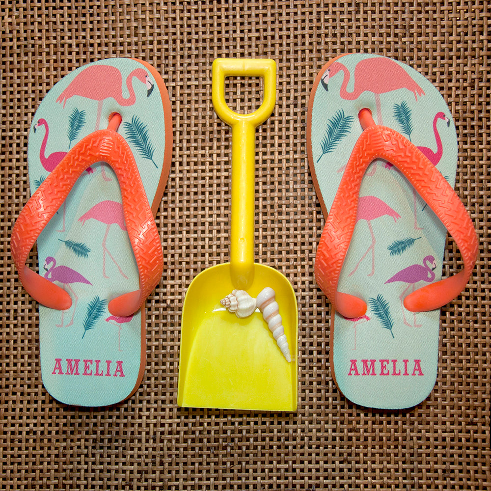Personalised Kid's Fabulous Flamingos Flop Flops