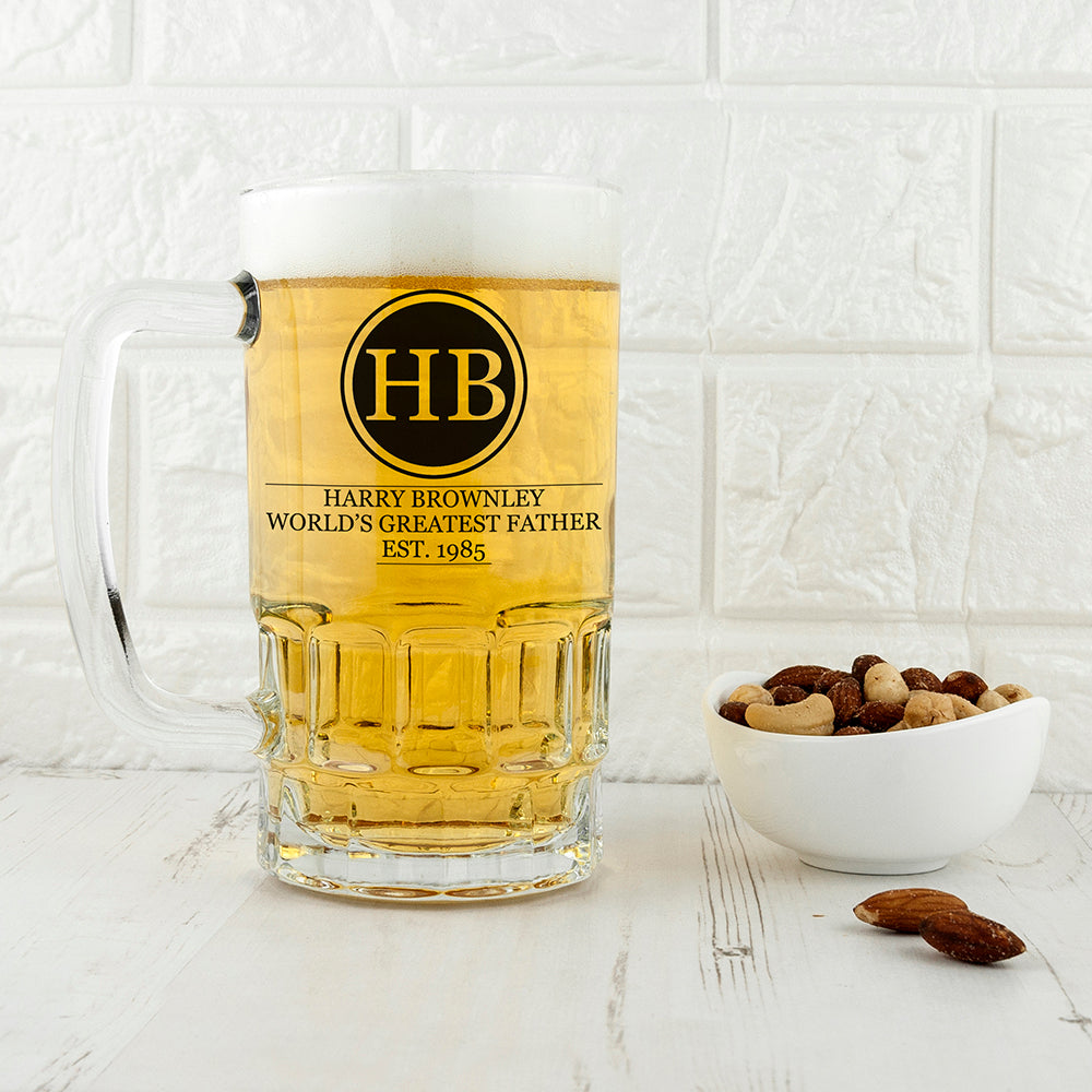 Personalised Initials Beer Glass Tankard