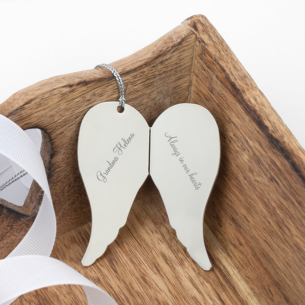 Personalised Guardian Angel Wings Decoration in Chrome