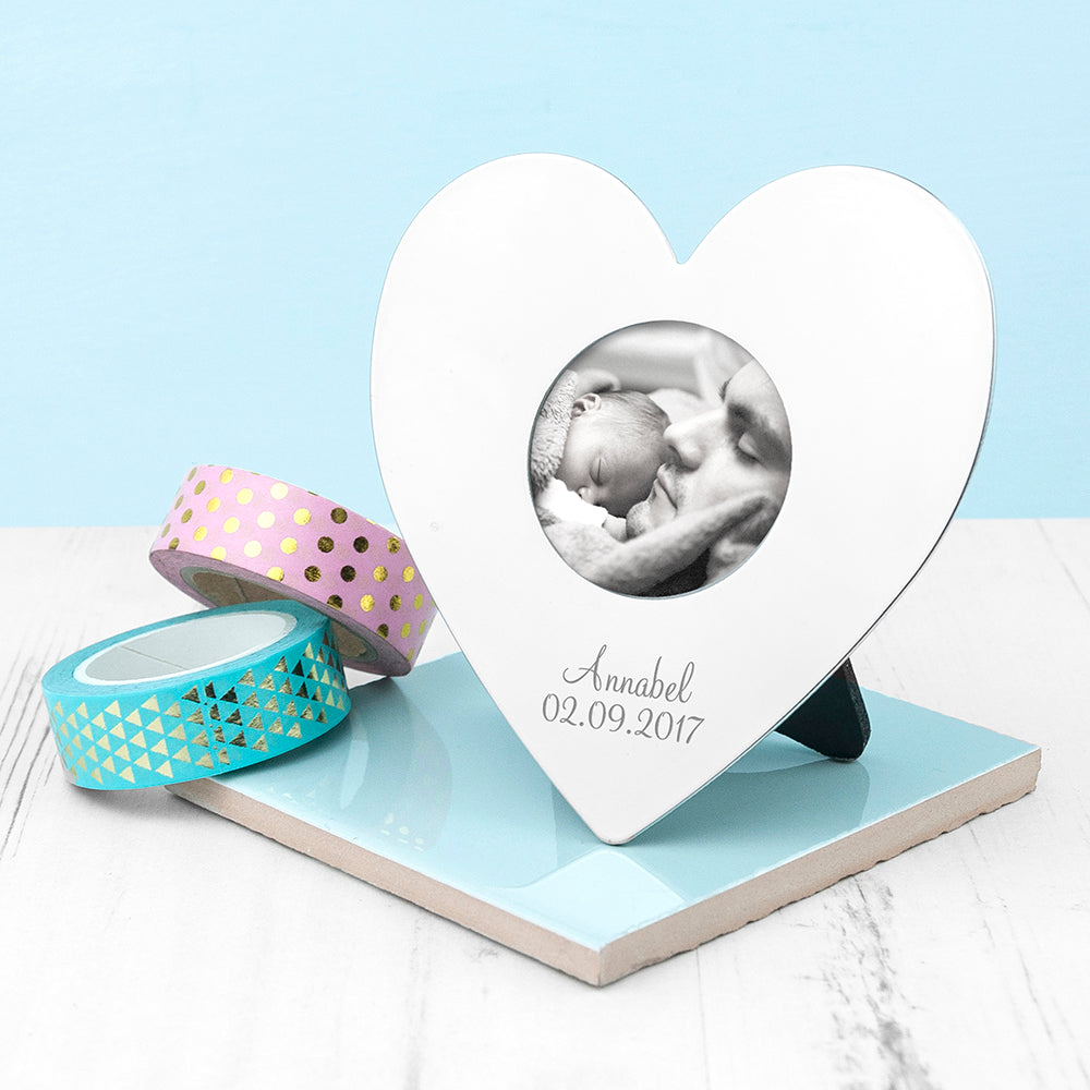 Personalised Silver Plated Heart Photo Frame