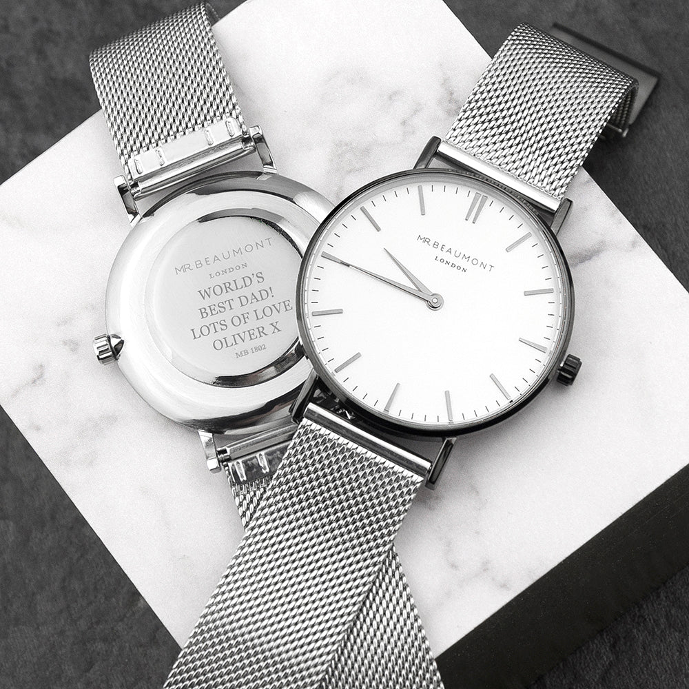 Mr Beaumont Personalised Men's Metallic Silver Watch