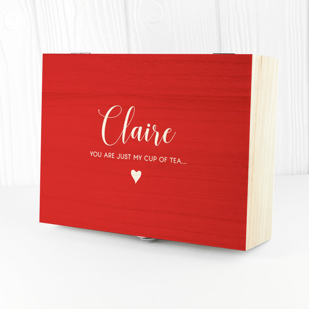 Personalised Love Heart Filled Tea Box