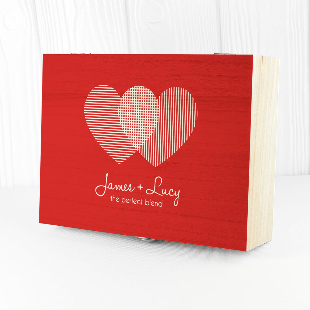 Personalised Entwined Hearts Filled Tea Box