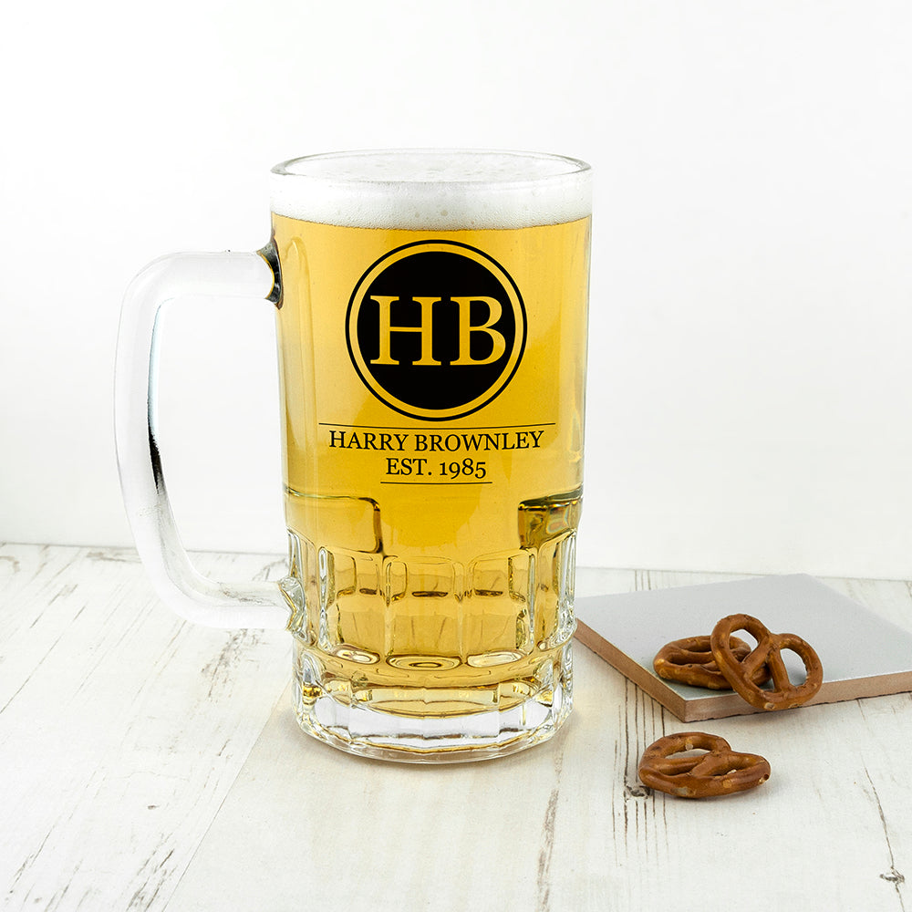 Monogrammed Beer Glass Tankard