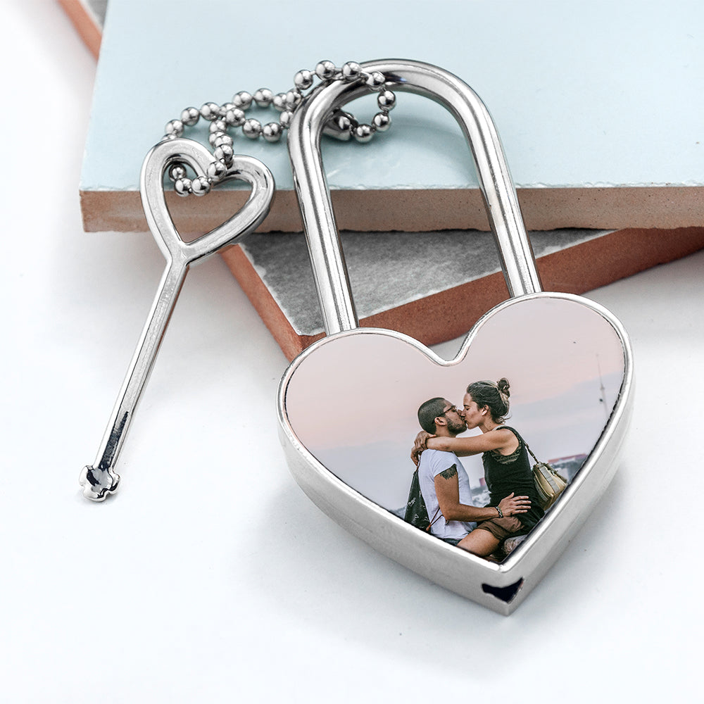 Personalised Favourite Memory Heart Photo Padlock