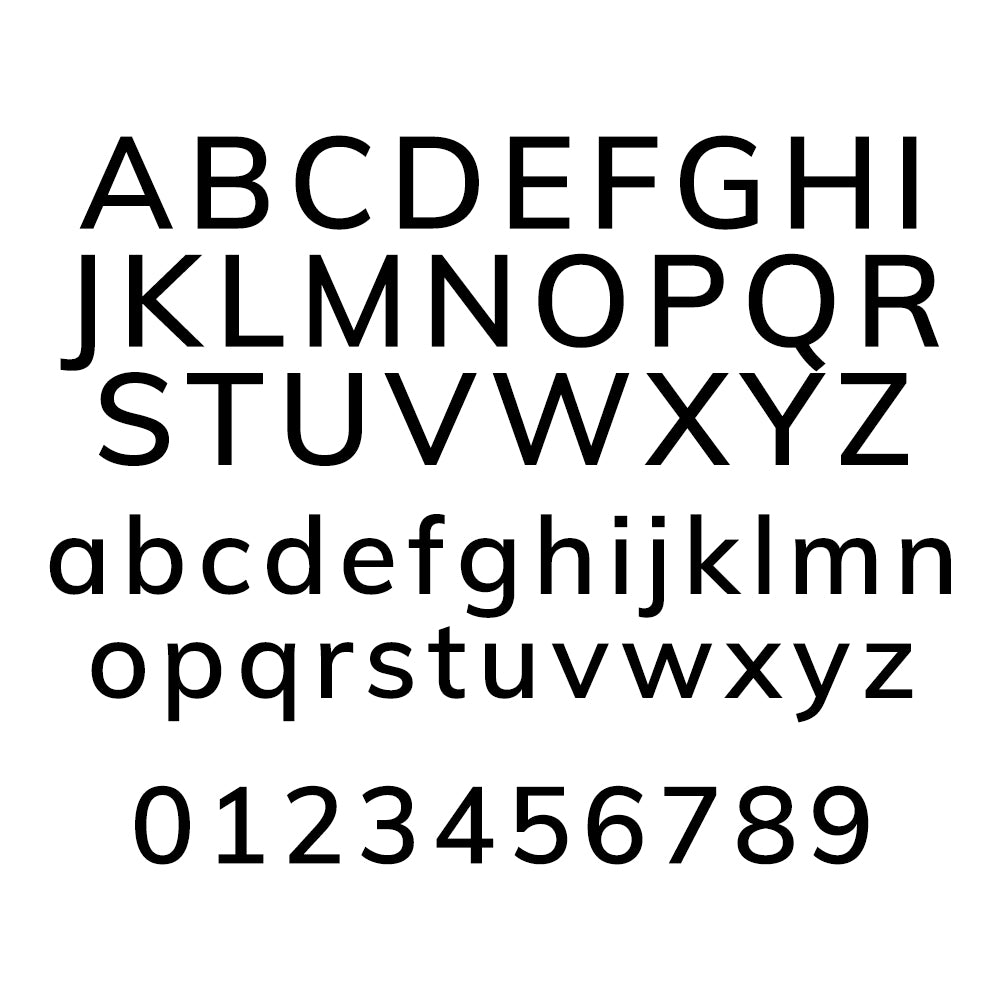 Standard English alphabet and digits on a white background