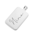 White flask with 'Nina' engraving on a white background