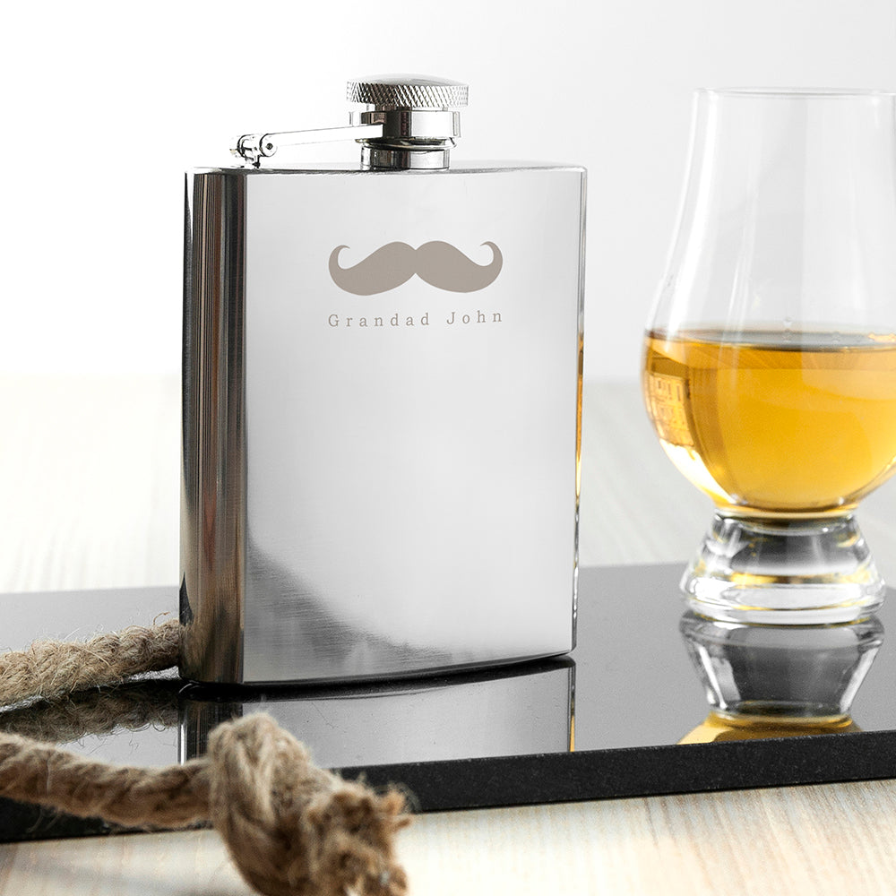 Personalised Moustache Hip Flask